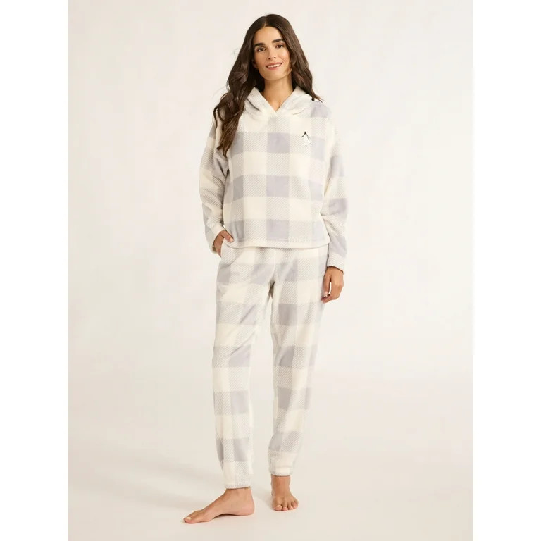 Joyspun Women's Plush Hoodie and Joggers Pajama Set, 2-Piece, Size XS-3X | Walmart (US)