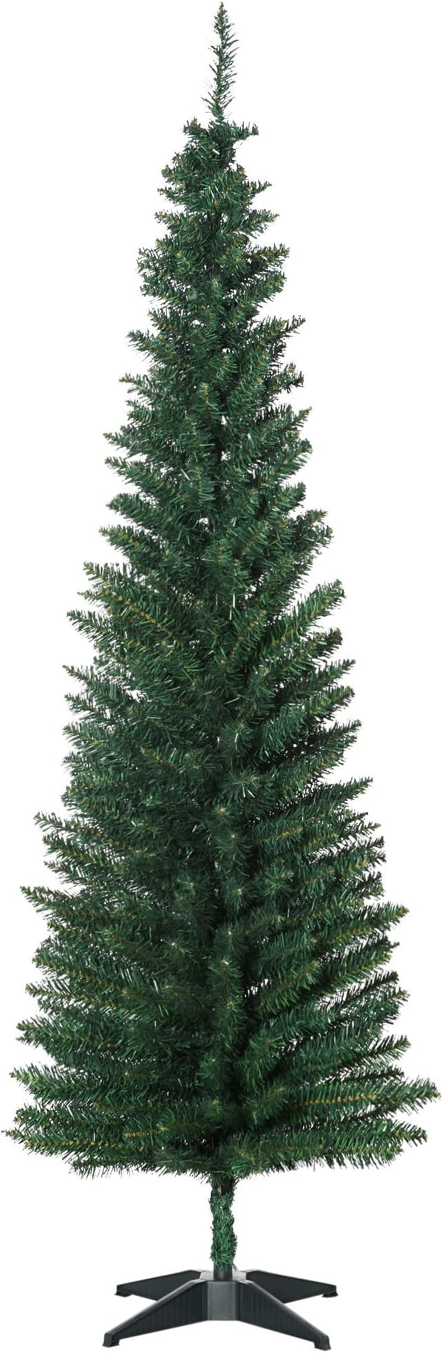 HOMCOM 6' Artificial Pencil Christmas Tree, Slim Xmas Tree with 390 Realistic Branch Tips and Pla... | Amazon (US)