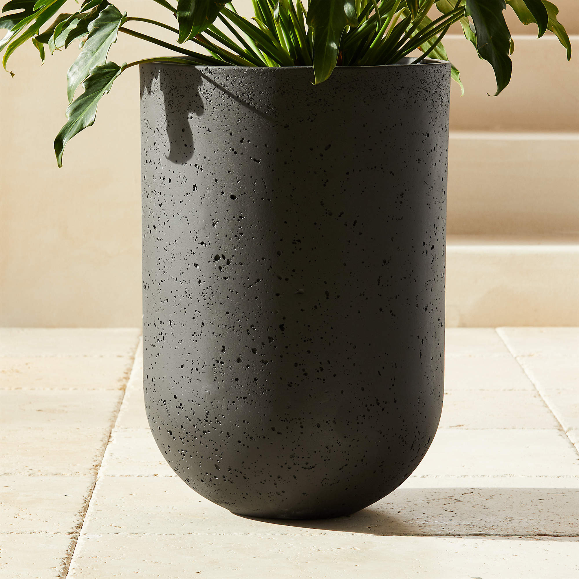 Seminyak Black Cement Indoor/Outdoor Medium Planter 20" + Reviews | CB2 | CB2