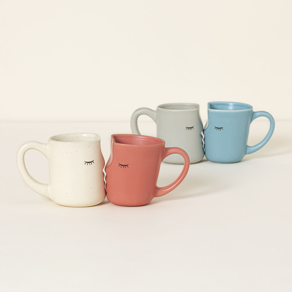 The Kissing Mugs, Red and Tan | UncommonGoods