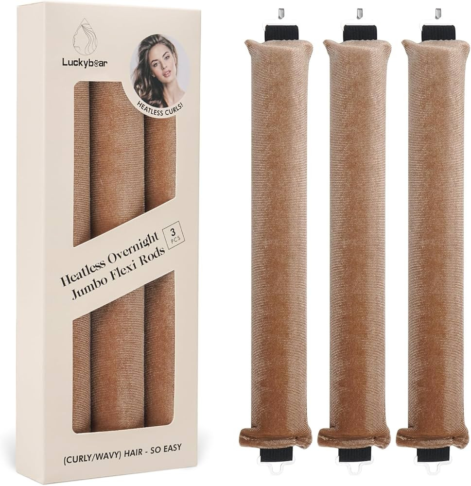 Overnight Heatless Hair Curler Blowout Rods Jumbo, Heatless Curls Satin Jumbo Flexi Rods to Sleep... | Amazon (US)