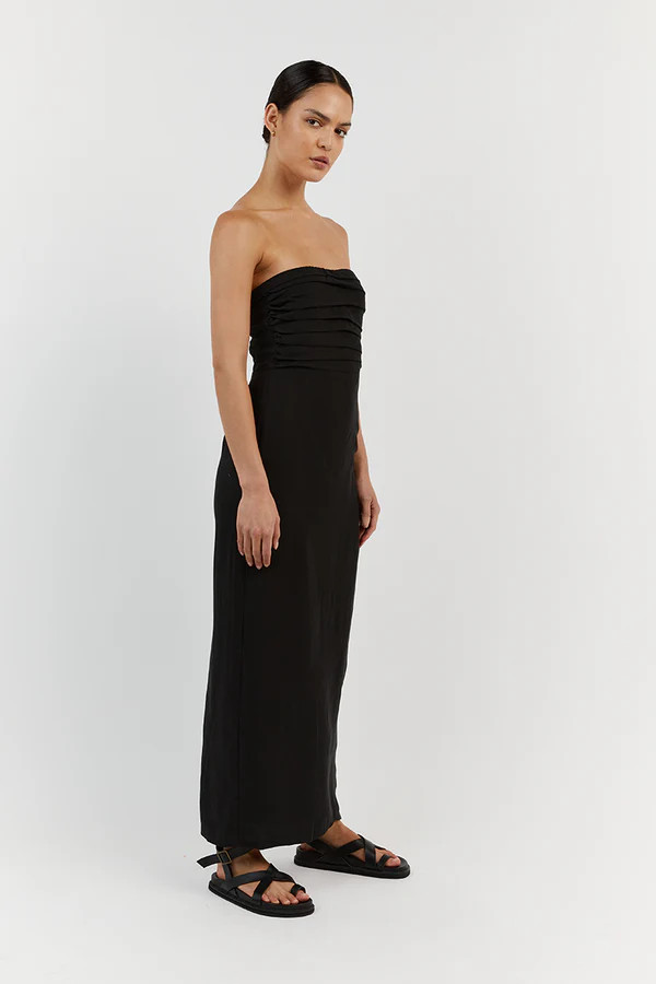 SHELBY BLACK MIDI DRESS | DISSH