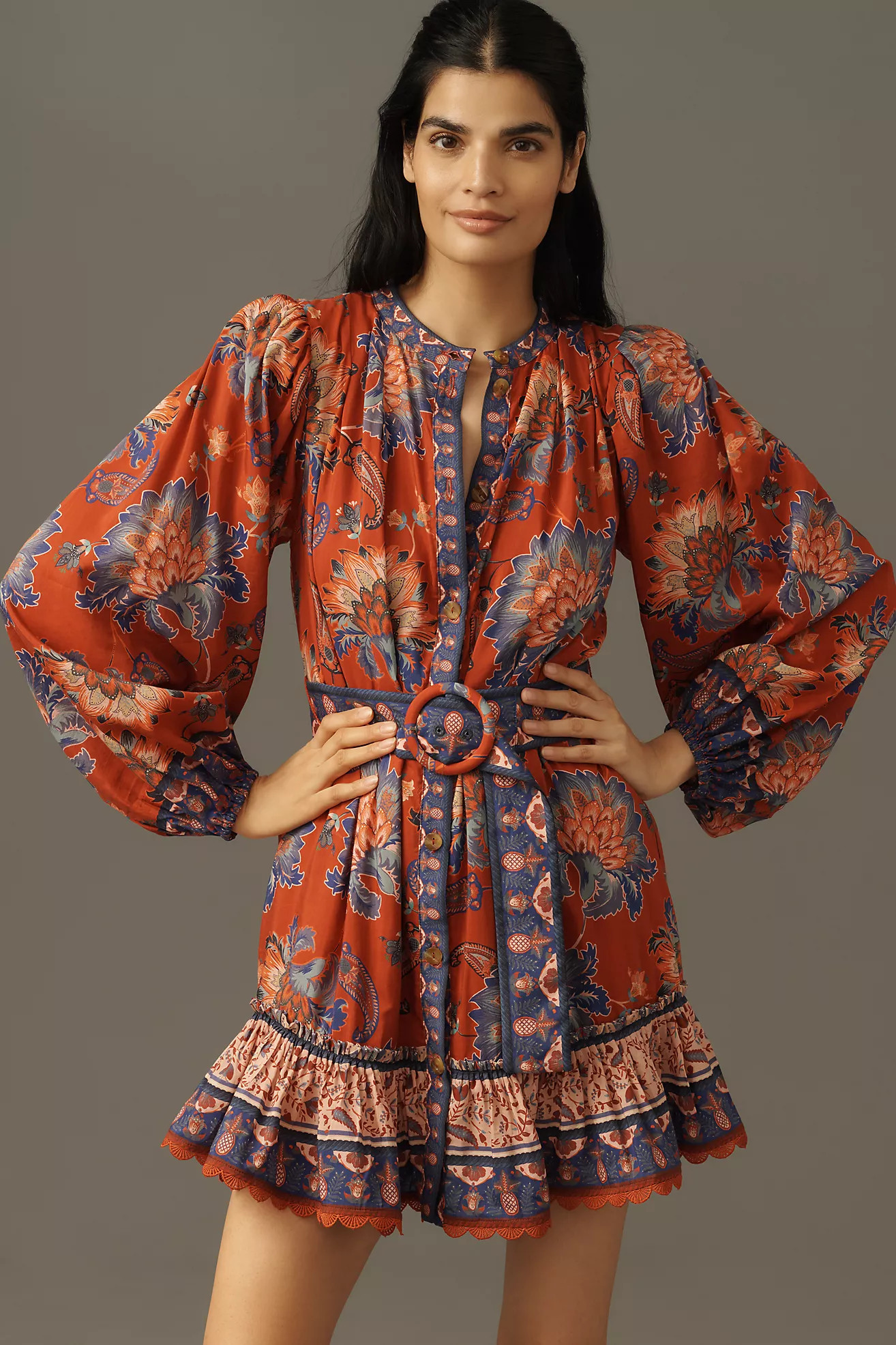 Farm Rio Luang Puff-Sleeve Mini Dress | Anthropologie (US)