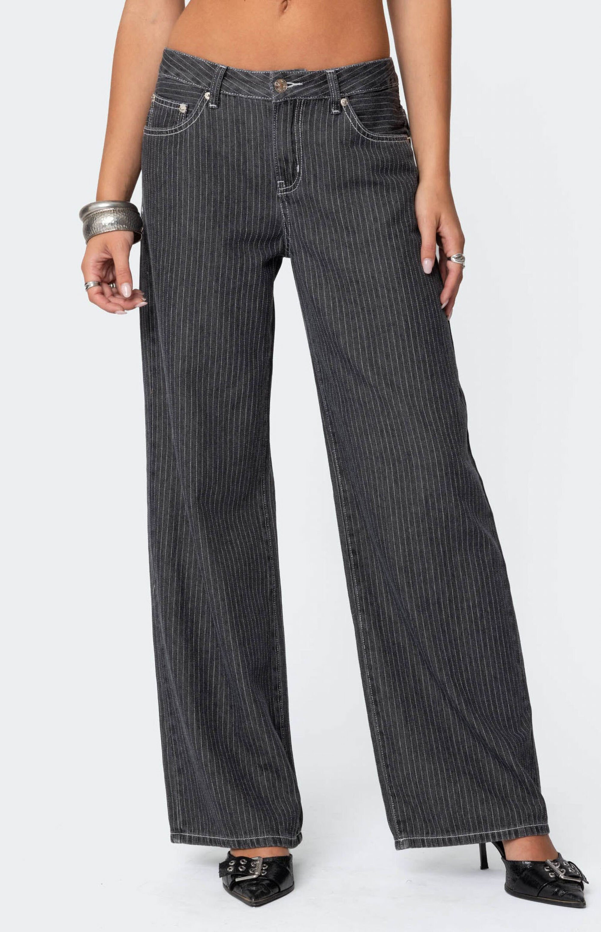 Edikted Pinstripe Low Rise Jeans | PacSun