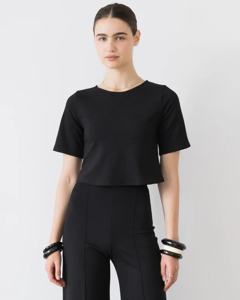 Black Ponte Short Sleeve Top | Ripley Rader