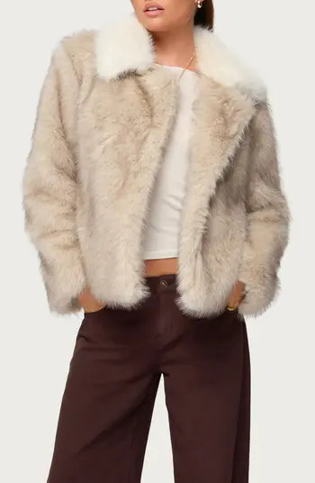 EDIKTED Contrast Collar Faux Fur Jacket | Nordstrom | Nordstrom