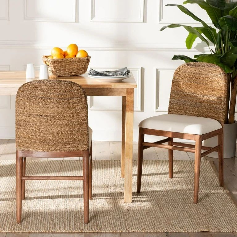 bali & pari Nadim Acacia Wood and Seagrass BOHO Dining Chairs, Set of 2, Natural Seagrass | Walmart (US)