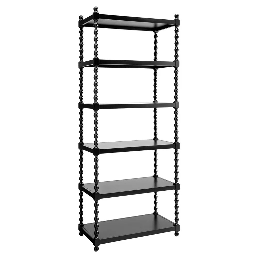 Thalen Updated Traditional Black Wood Spindle Bookcase | Kathy Kuo Home