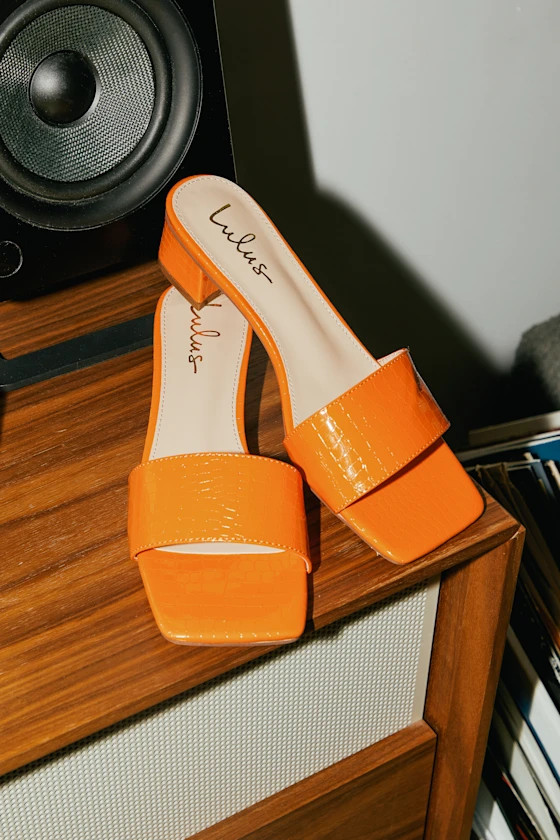 Janiya Orange Croc High Heel Sandals | Lulus (US)