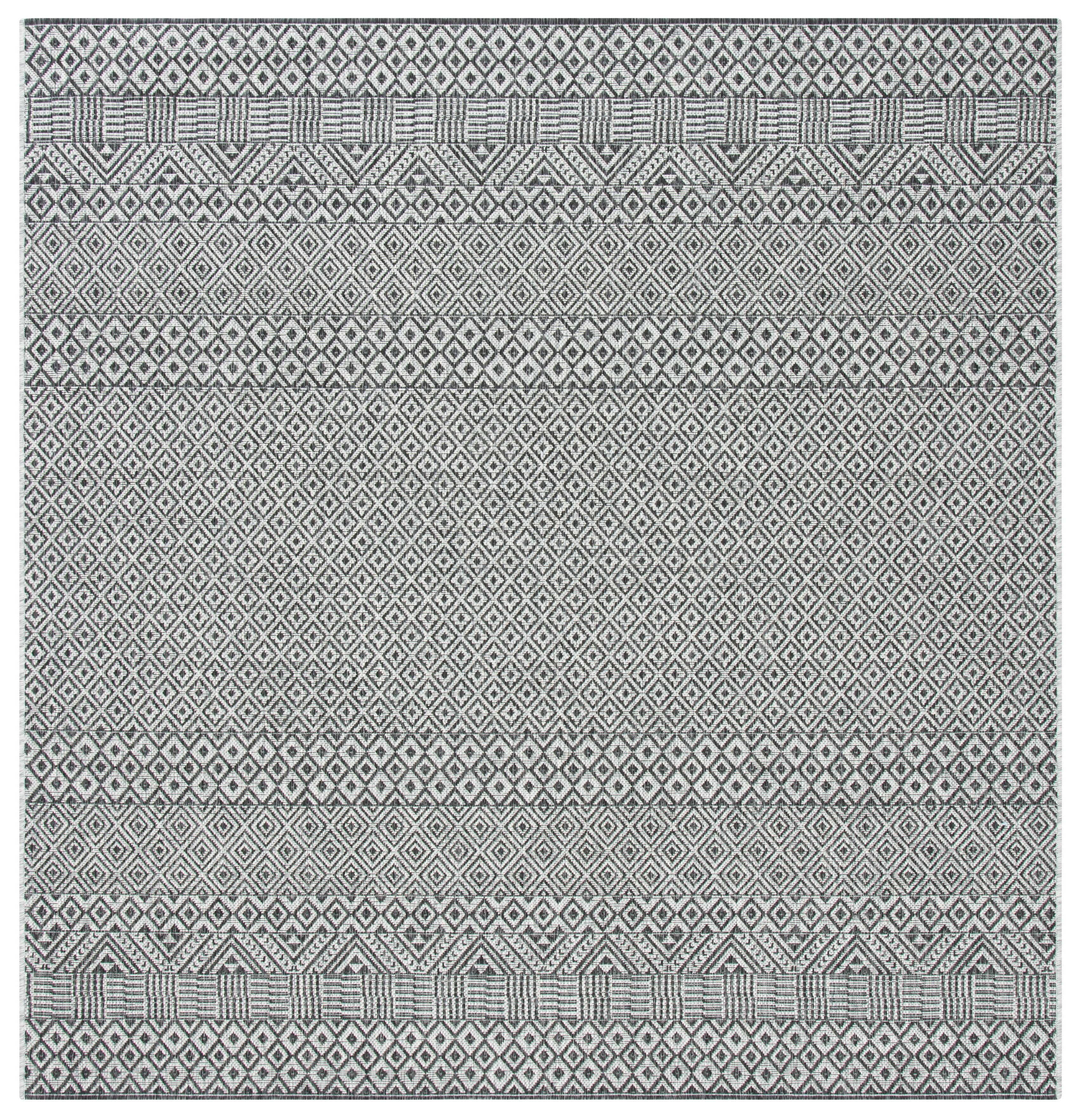 SAFAVIEH Courtyard Evander Geometric Indoor/Outdoor Area Rug, Grey/Black, 7'10" x 7'10" Square | Walmart (US)