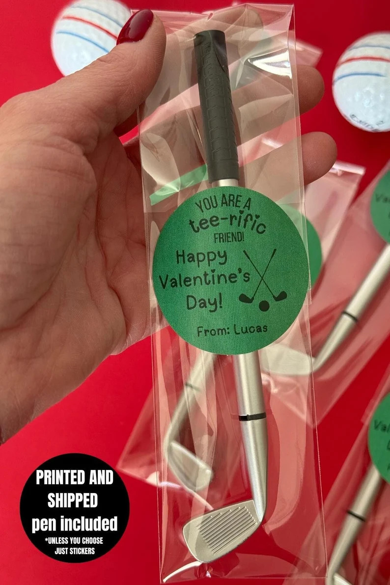 Valentine Golf Club Favor Pen for Class Favors With Personalized Stickers non-sugar Ready to Be G... | Etsy (US)