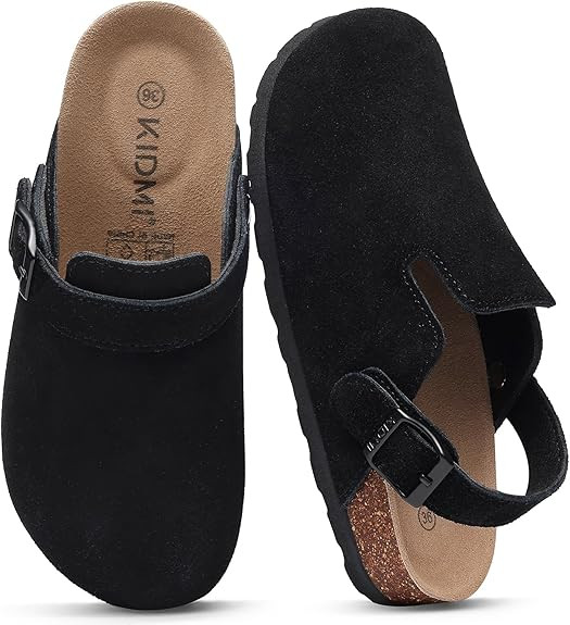 KIDMI Women's Suede Clogs with Back Strap Men's Leather Mules Cork Footbed Slip on Potato Shoes | Amazon (US)