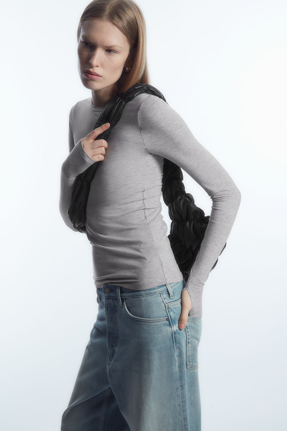 SLIM-FIT LONG-SLEEVE TOP - GRAY - Tops - COS | COS (US)