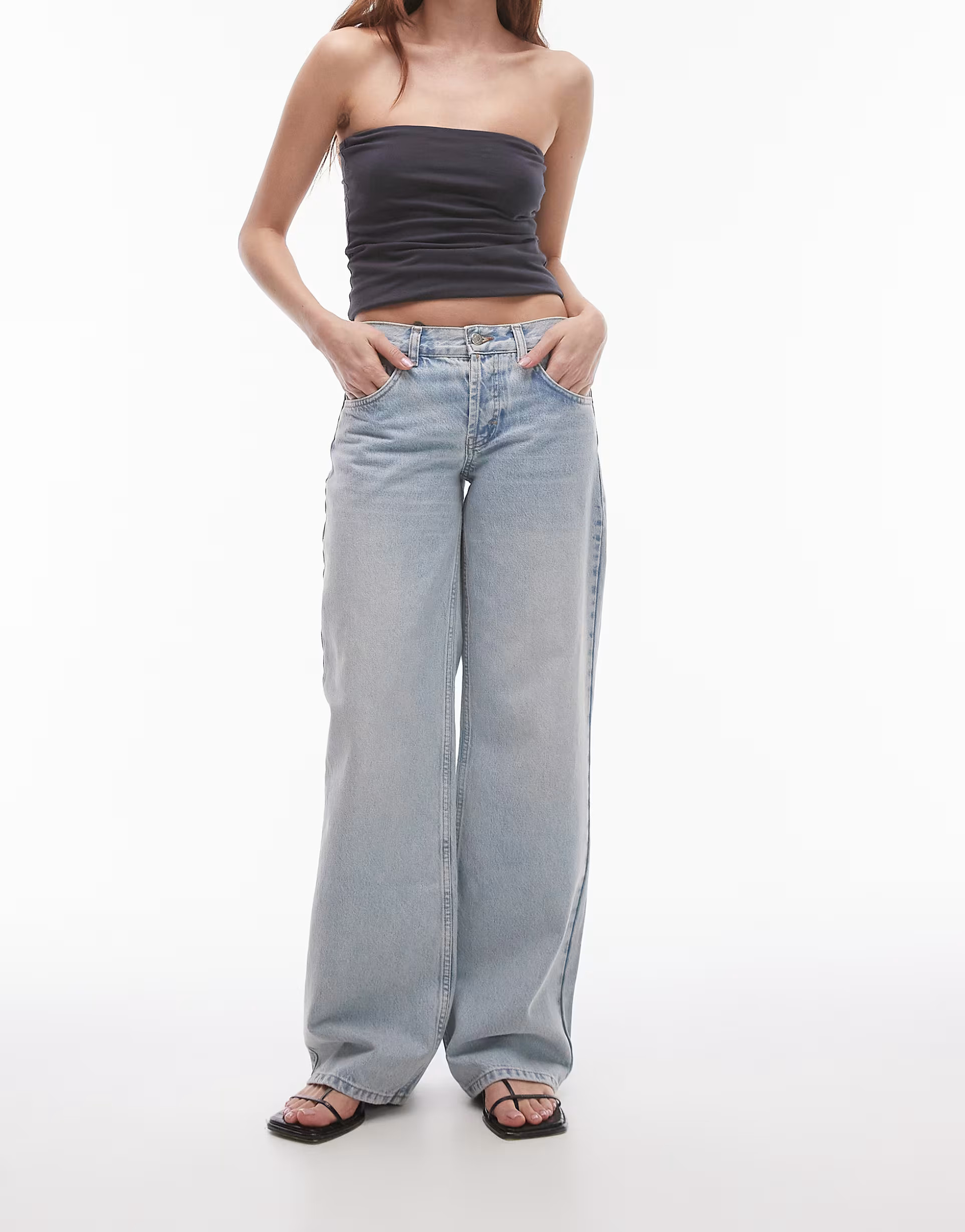 Topshop Ember Low rise wide leg jeans in bleach | ASOS (Global)