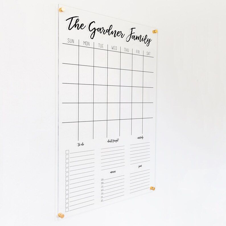 Large Acrylic Wall Calendar | Family Command Center | Forever Calendar | Dry Erase Monthly Calend... | Etsy (US)
