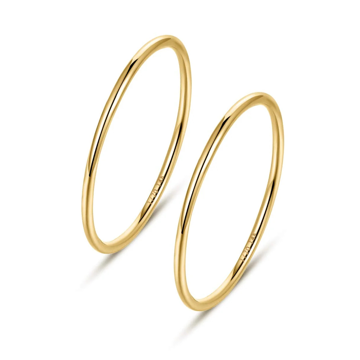 AllenCOCO 2Pcs Ring Set 1mm 14K Gold Filled Rings Stacking for Women Girls,Hypoallergenic Stackab... | Walmart (US)