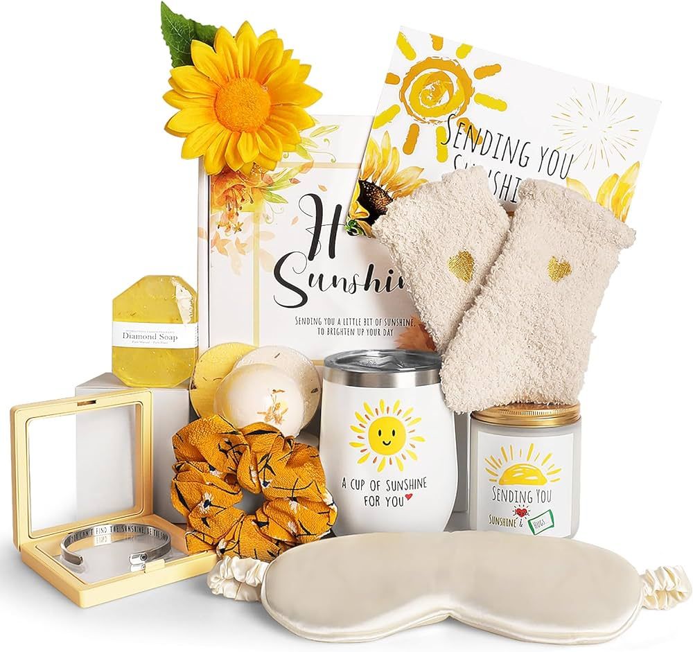 Birthday Gifts for Women, Sunflower Gifts Sending Sunshine, Get Well Soon Gifts Basket Care Packa... | Amazon (US)