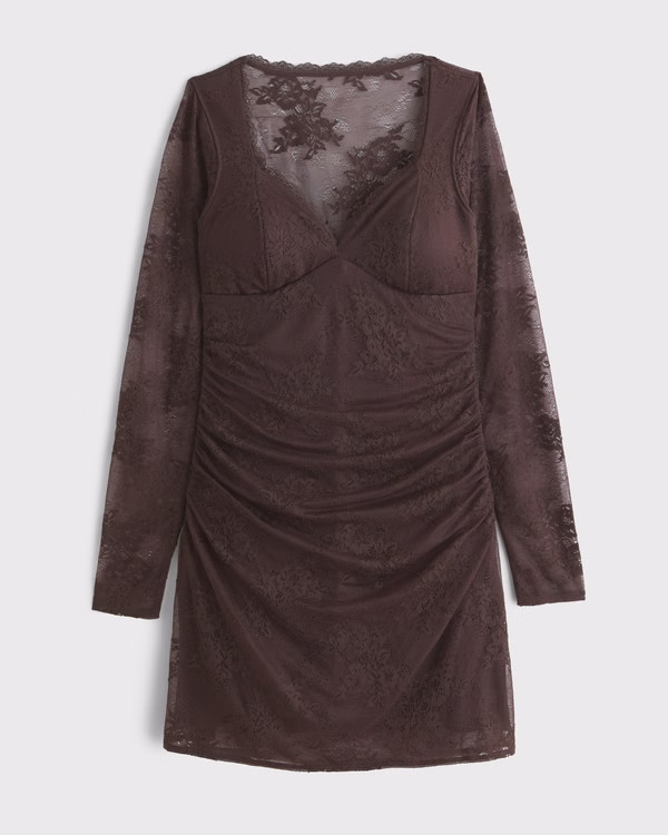 A&amp;F Zoe Bra-Free Long-Sleeve Lace Mini Dress | Abercrombie &amp; Fitch (US)