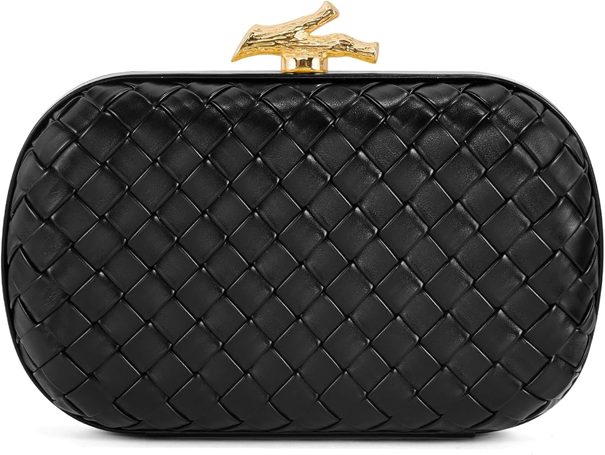 Woven Clutch Purses for Women Dressy, PU Leather Evening Bags Formal with Chain, Trendy Purses an... | Amazon (US)