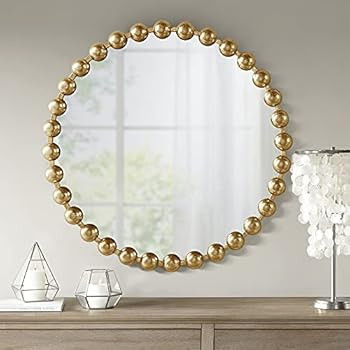 Madison Park Signature Wall Décor Marlowe Metal Spherical Frame Round Mirror for Living Room - Home  | Amazon (US)