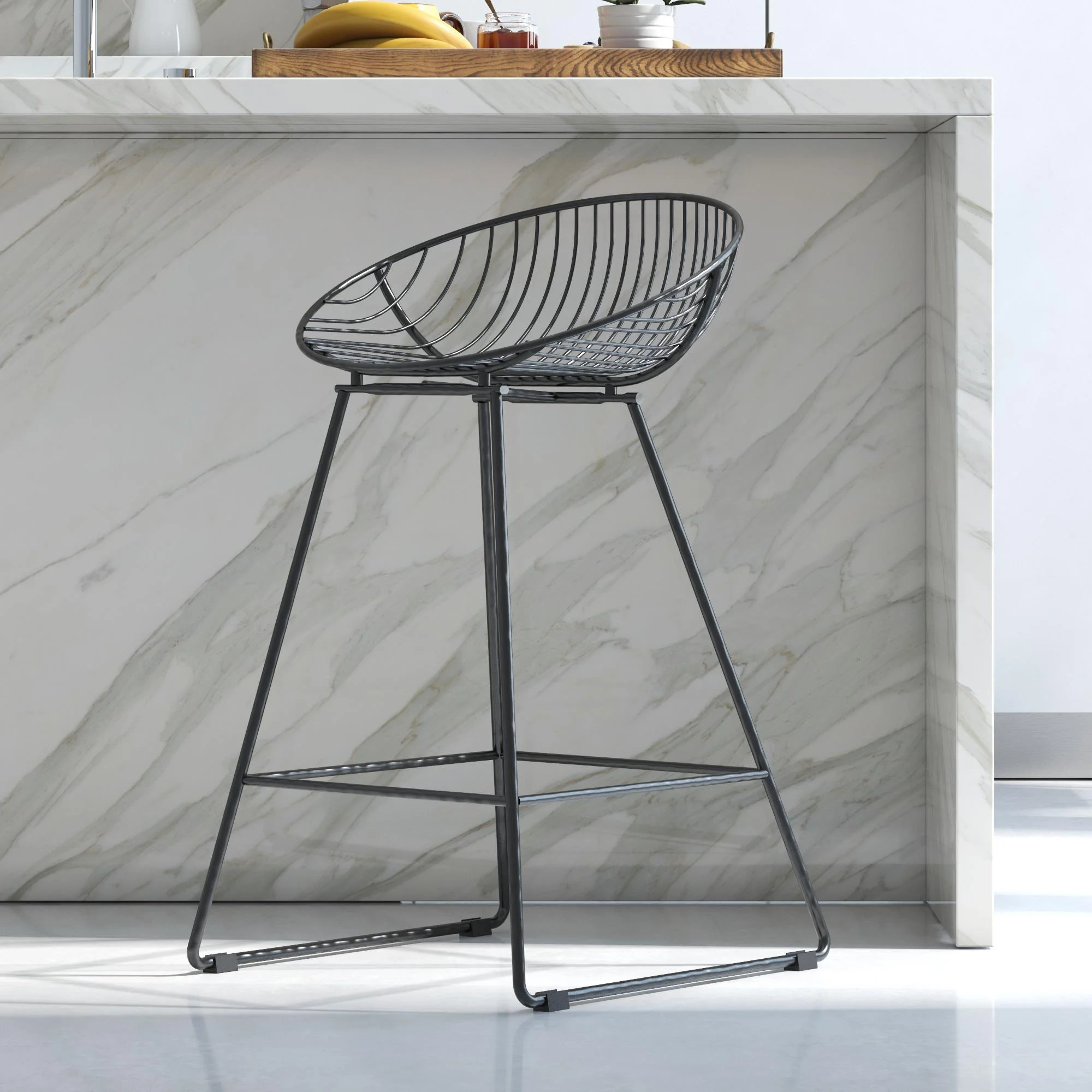 CosmoLiving by Cosmopolitan Ellis 24" Metal Counter Height Bar Stool, Black | Walmart (US)