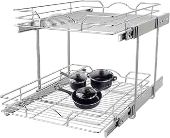 OCG 2 Tier Pull Out Cabinet Organizer (11" W x 21" D), Pull out Drawers for Kitchen Cabinets, Pul... | Amazon (US)
