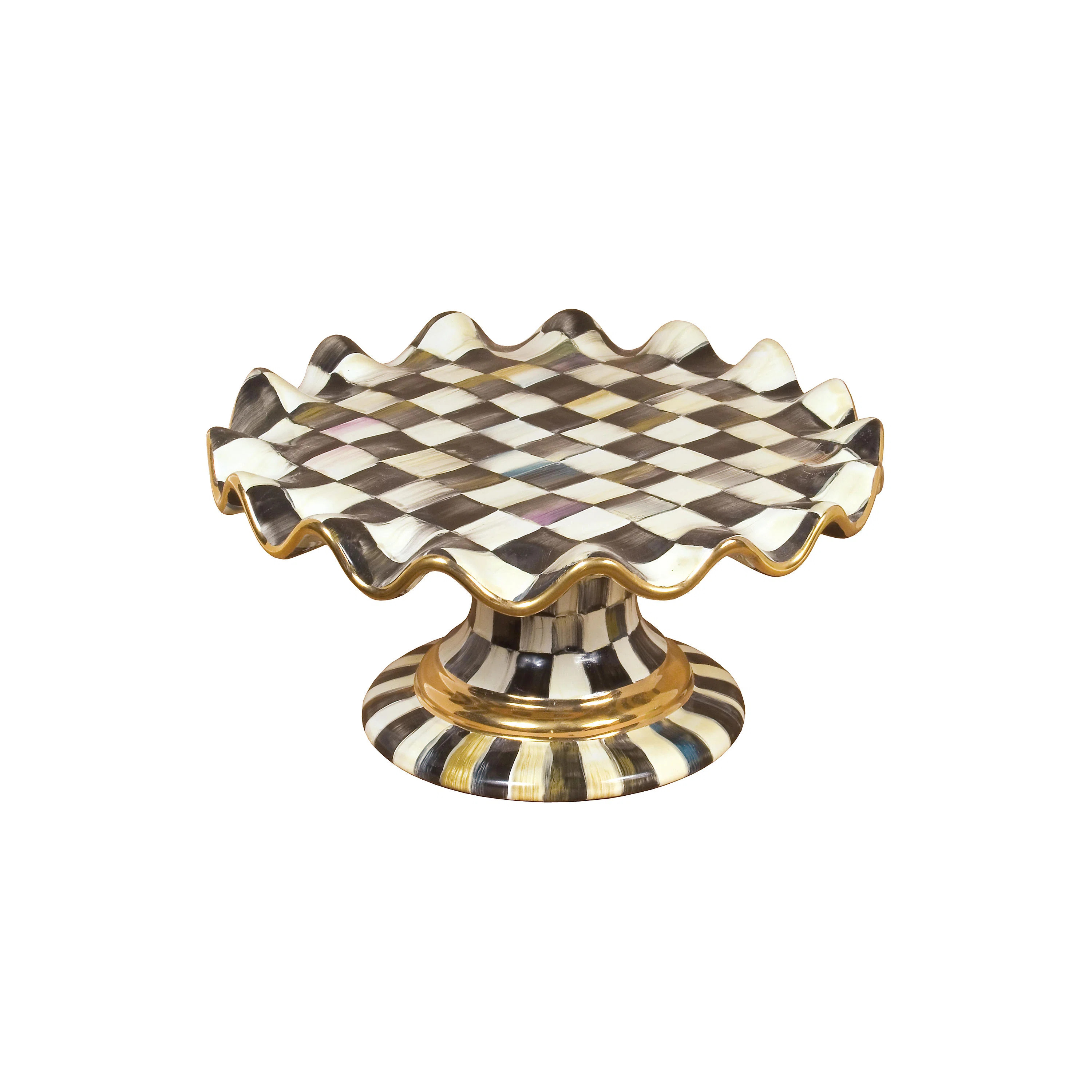 MacKenzie-Childs Courtly Check® Ceramic Fluted Cake Stand | Wayfair | Wayfair North America