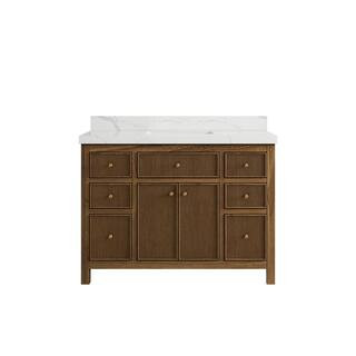 Willow Collections Sonoma Teak 48 in. W x 22 in. D x 36 in. H Bath Vanity in Dark Teak with 2&quo... | The Home Depot