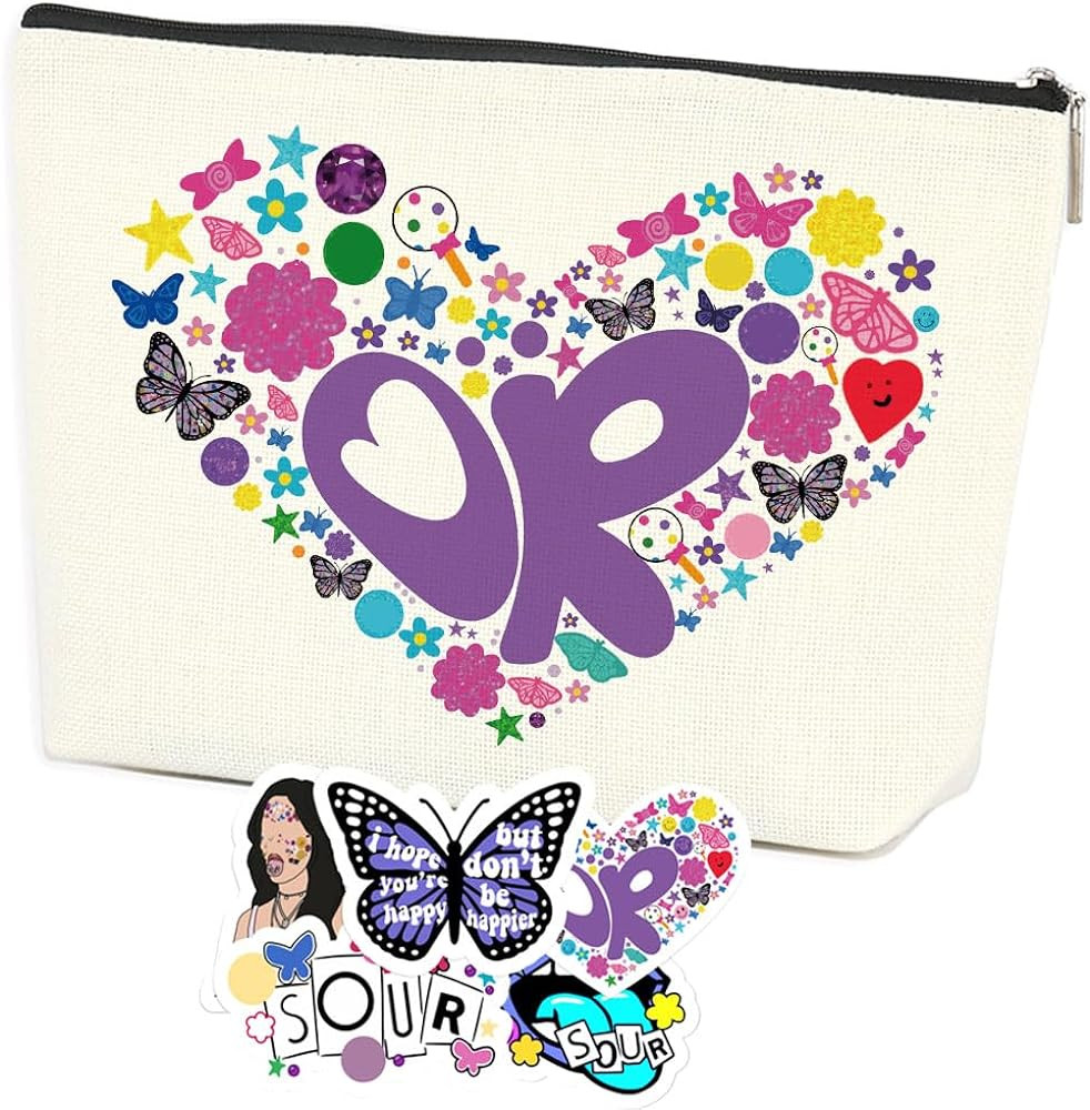 Azteoiz Rodrigo Sour OR Makeup Bag Gift Sour Album Cosmetic Bag 5pcs Stickers Musical Lyrics Fans... | Amazon (US)