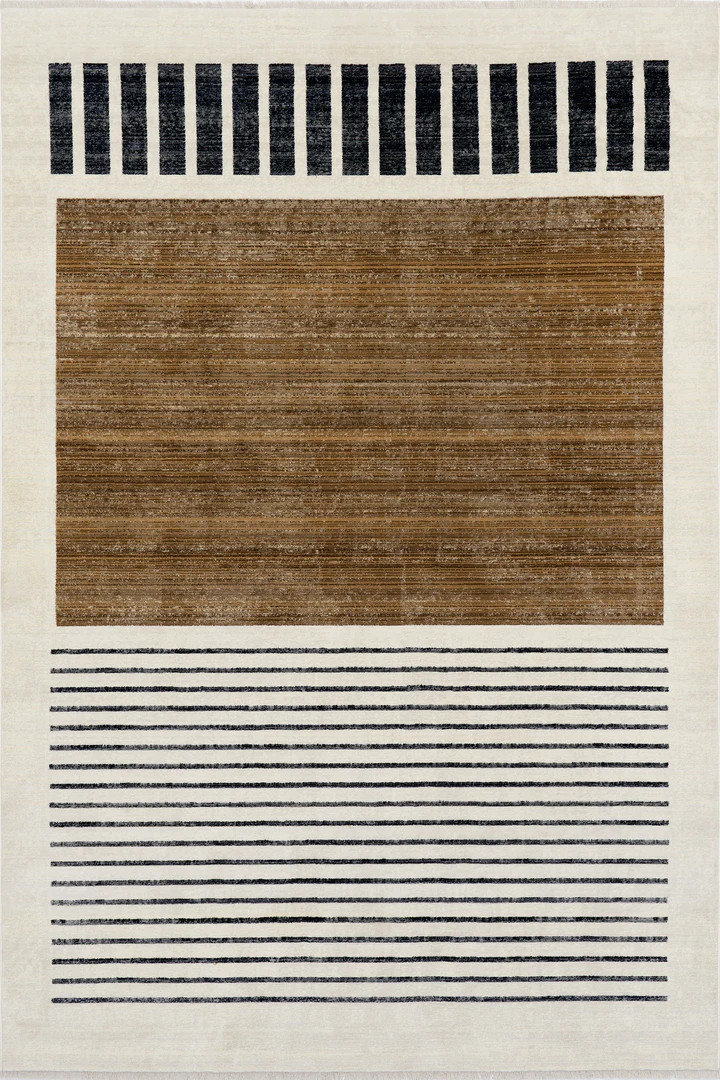 Anette Block Striped Rug | Beige | Rugs USA