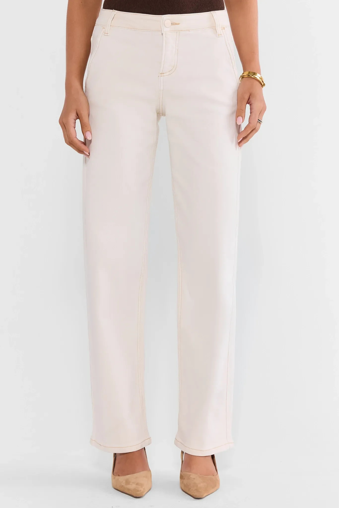 Rylee Ecru Straight Ankle Jeans | Avara