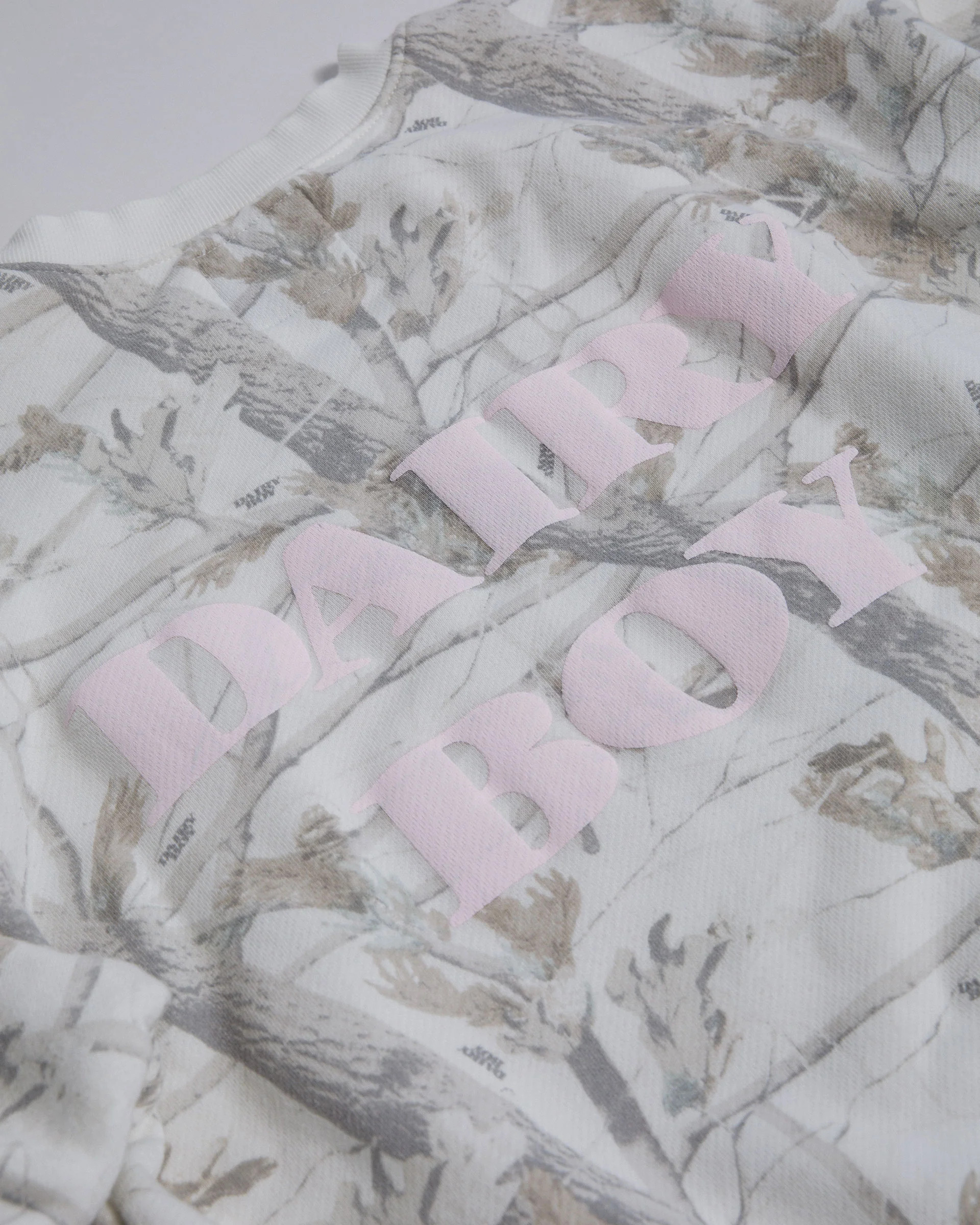 Woodland Camo Crewneck - Pink Puff Logo | Dairy Boy