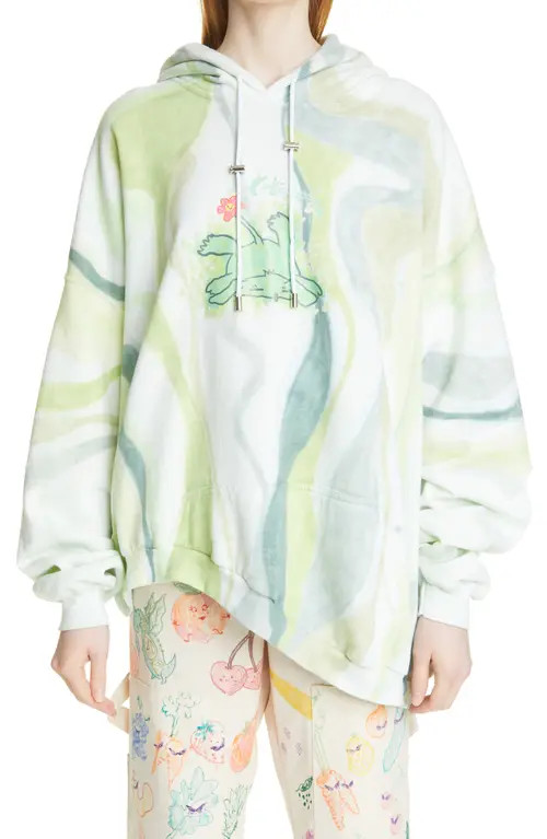 Collina Strada Puppy Smoosh Tie Dye Round Hem Hoodie in Flower Swirl Green at Nordstrom, Size Small | Nordstrom