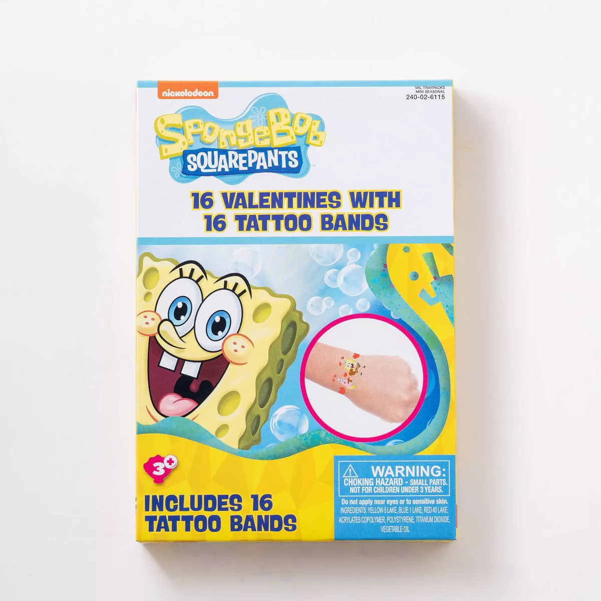 Paper Magic 16ct Temporary Tattoo Bands SpongeBob Squarepants Valentine's Day Exchange Cards | Target