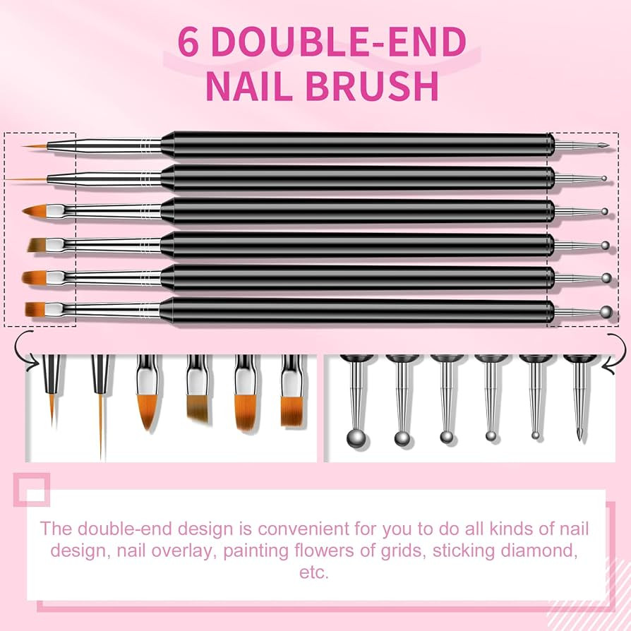 SAVILAND Nail Art Brushes Set - 6pcs Double-End Nail Art Tools Professional Nail Art Kit Dotting ... | Amazon (US)
