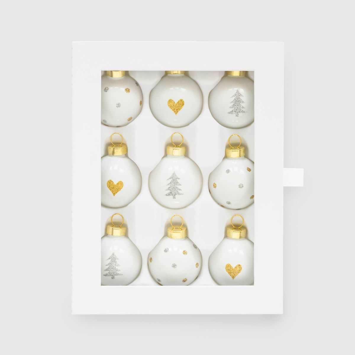 Glittered Glass Christmas Tree Ornament Set 9pc White/Gold/Silver - Sugar Paper™ + Target | Target