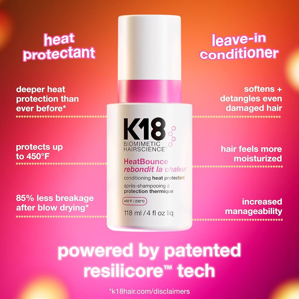 K18 HeatBounce Conditioning Heat Protectant Spray, Lightweight Leave-In Conditioner + 450\u2109 (... | Amazon (US)