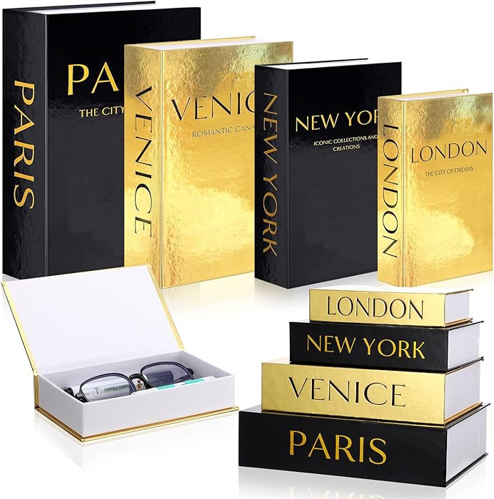 Sabary Set of 4 Decorative Books Boxes Faux Books Stacked for Coffee Tables Modern Home Bookshelv... | Amazon (US)