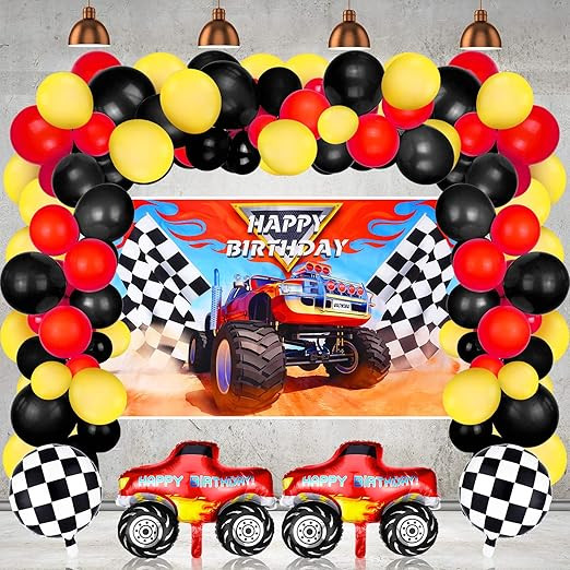 75 Pieces Monster Truck Party Supplies Monster Truck Balloons Decoration Set Including 1 Monster ... | Amazon (US)