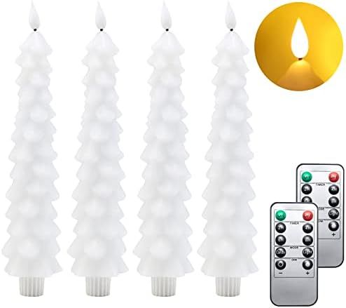 Fo32won Snowy White LED Flameless Taper Candles Battery Operated with Remote and Timer, Set of 4 ... | Amazon (US)