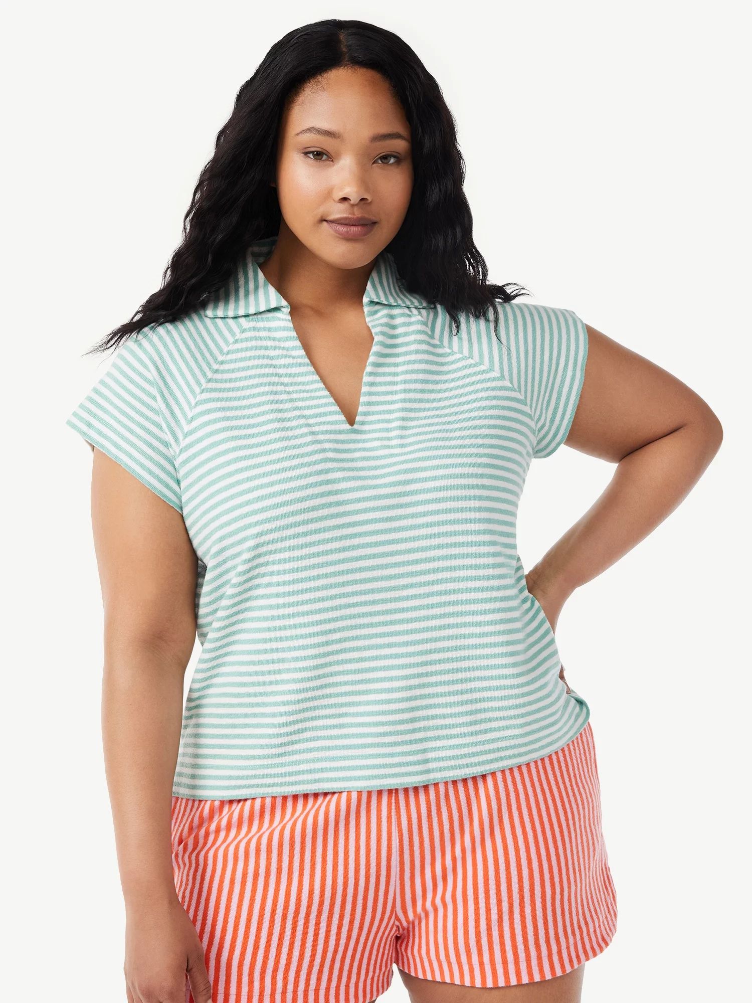Free Assembly Women's Raglan Sleeve Polo Shirt | Walmart (US)