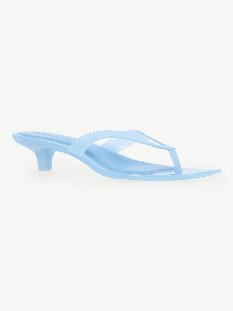 No Boundaries Women's Jelly Flip Flop Kitten Heel Sandals | Walmart (US)