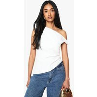 Womens Woven Draped Asymmetric Top - White - 4 | boohoo (US & Canada)