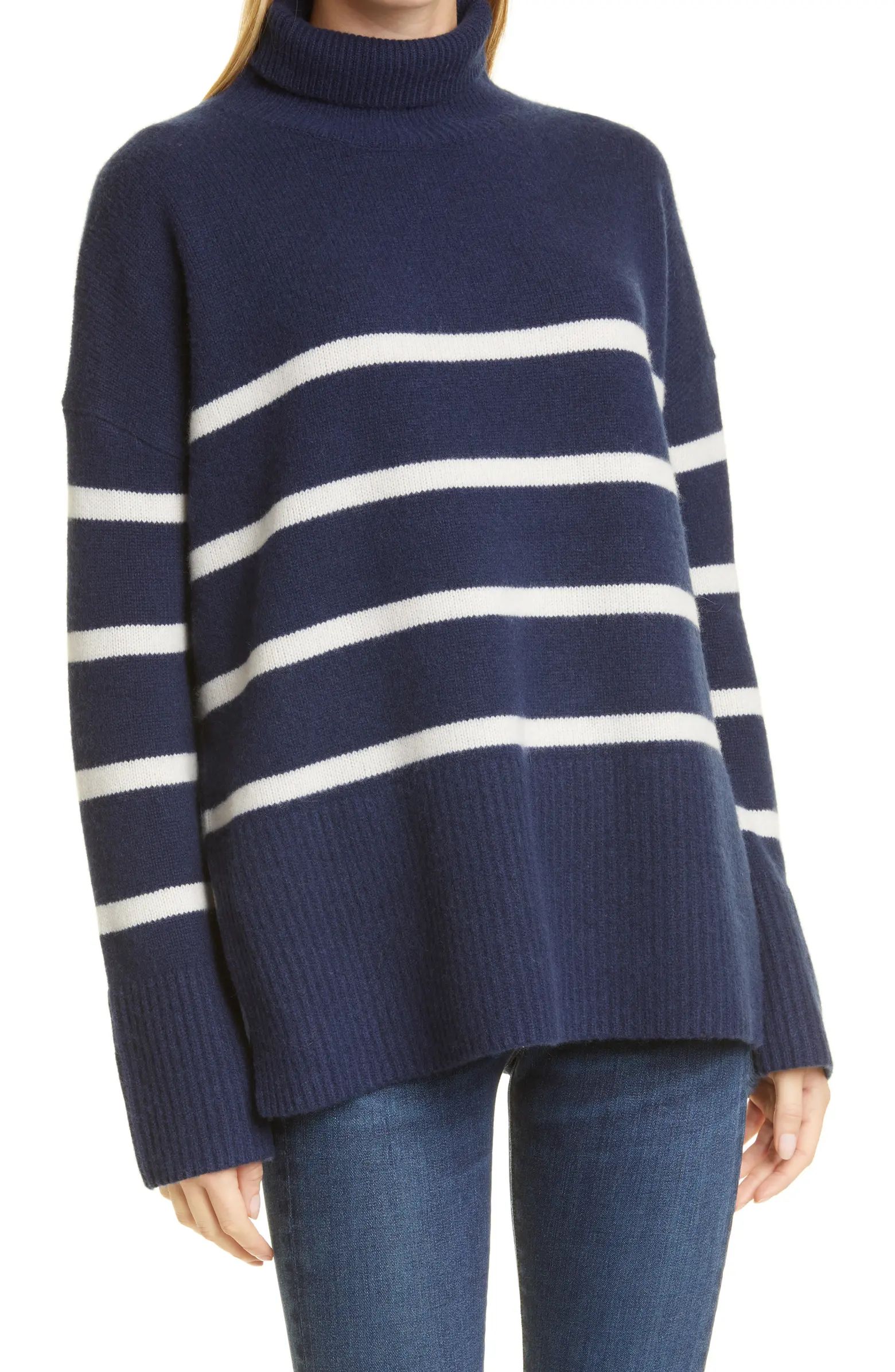 Stripe Cashmere Turtleneck Sweater | Nordstrom