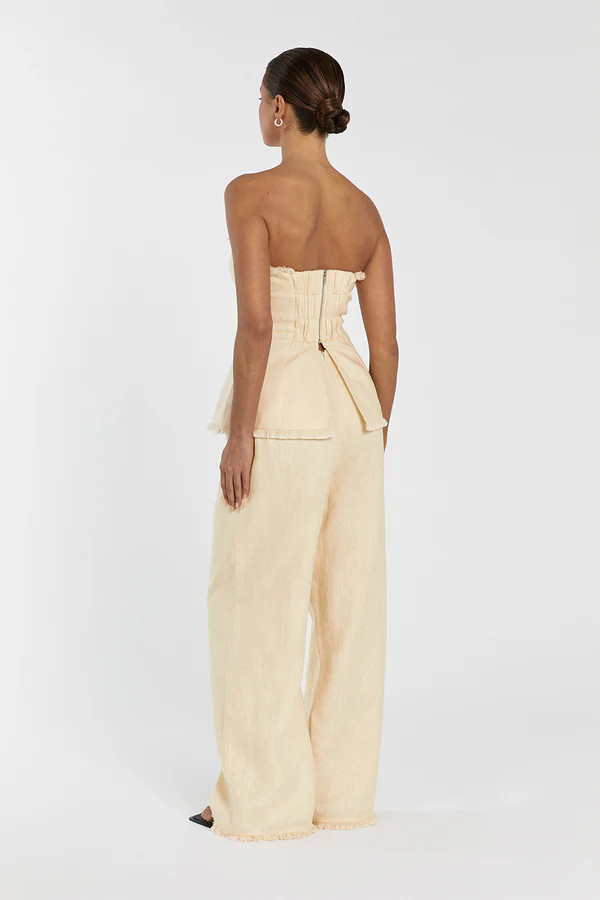 ZAHARA LEMON LINEN FRINGED PANT | DISSH