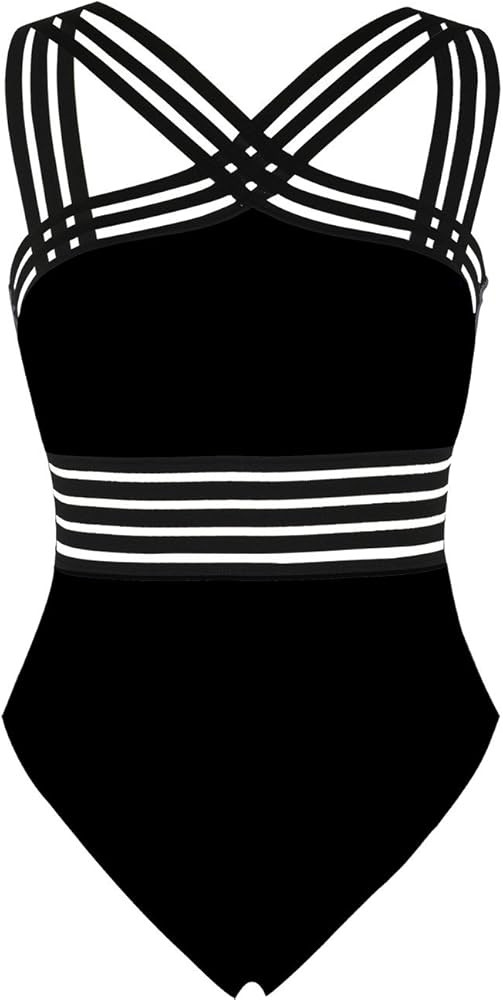 Hilor Women's One Piece Swimwear Front Crossover Swimsuits Hollow Bathing Suits Monokinis | Amazon (US)