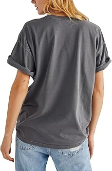 Womens Rose Graphic Tee T Shirt Loose Fit Summer Short Sleeve Boyfriend Casual Crew Neck Tops | Amazon (US)