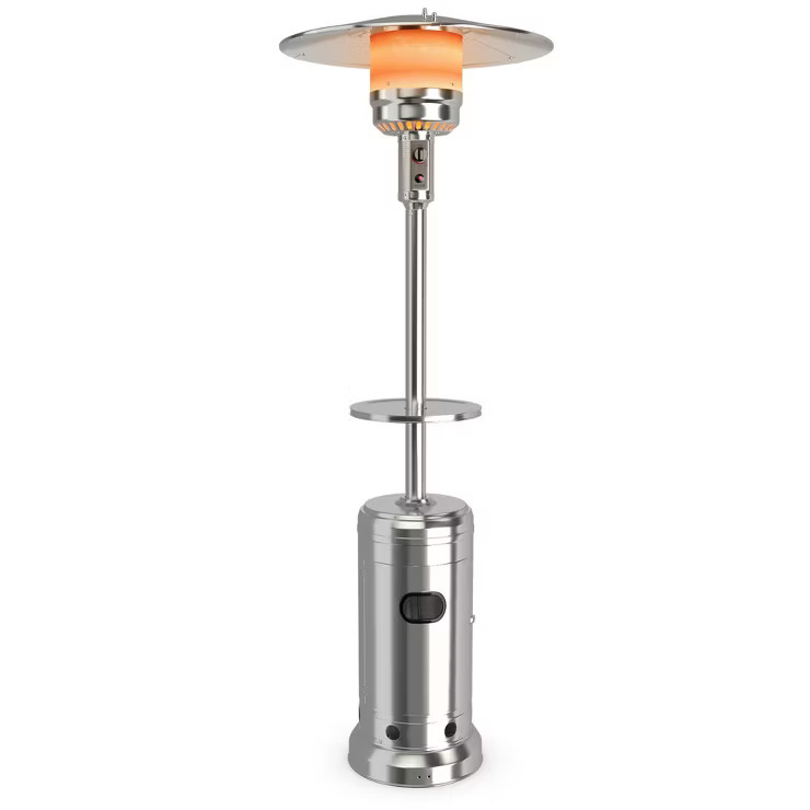 Costway 87'' Tall Patio Propane Heater 48,000 BTU W/Table & Wheels Silver | Target