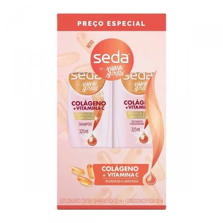 Kit Seda By Niina Secrets Colágeno e Vitamina C Shampoo + Condicionador 325ml | Drogasil (BR)