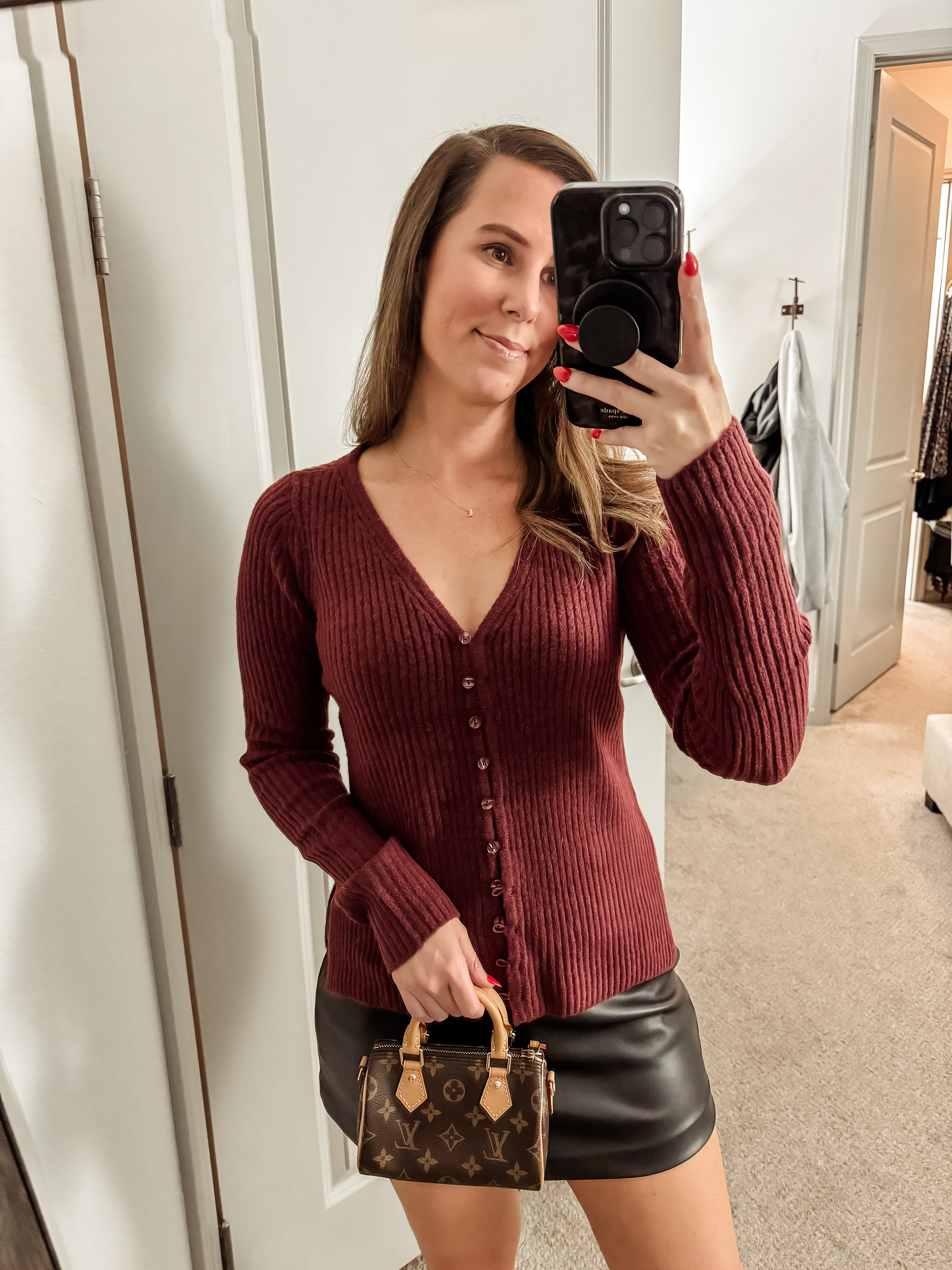 Abercrombie // cardigan // fall // ootd // leather skirt // mini skirt // fall outfit // under $100